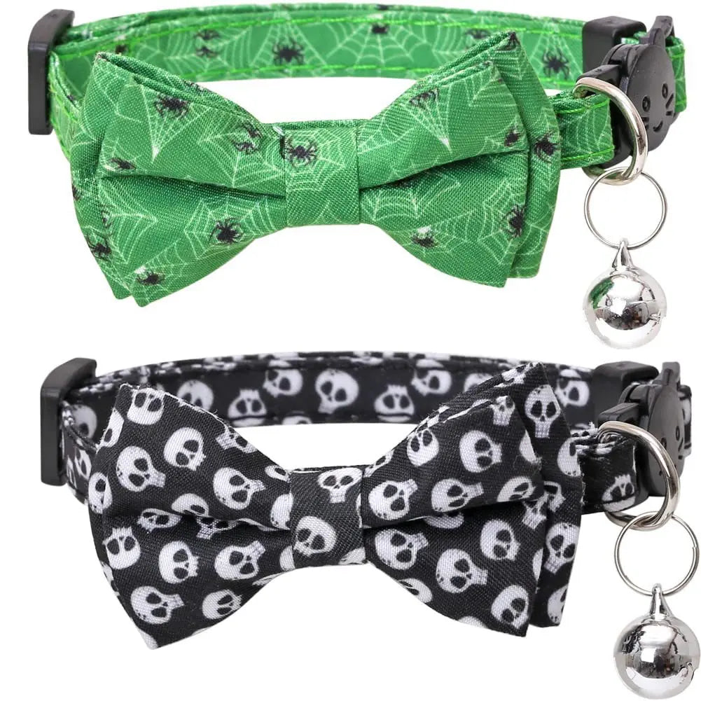 Halloween Cat Collars with Bow Bell StepbyStep