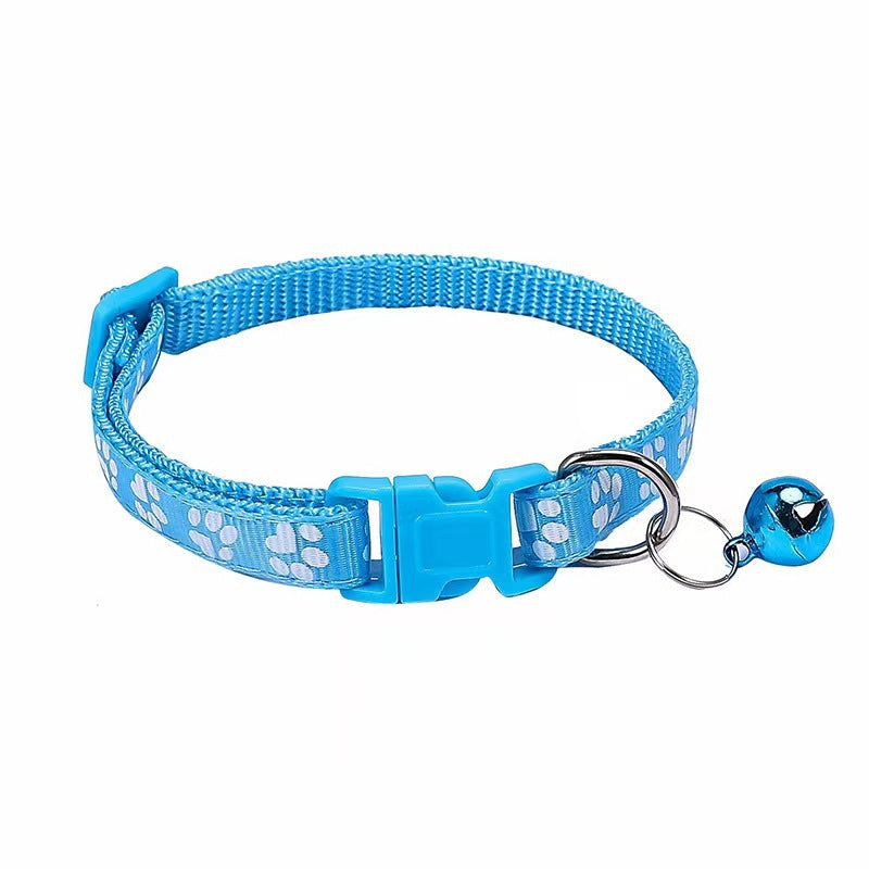 Adjustable Footprint Patch Cat Collar with Bell