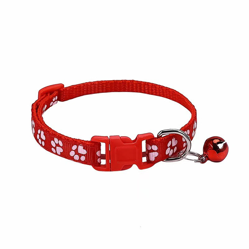 Adjustable Footprint Patch Cat Collar with Bell