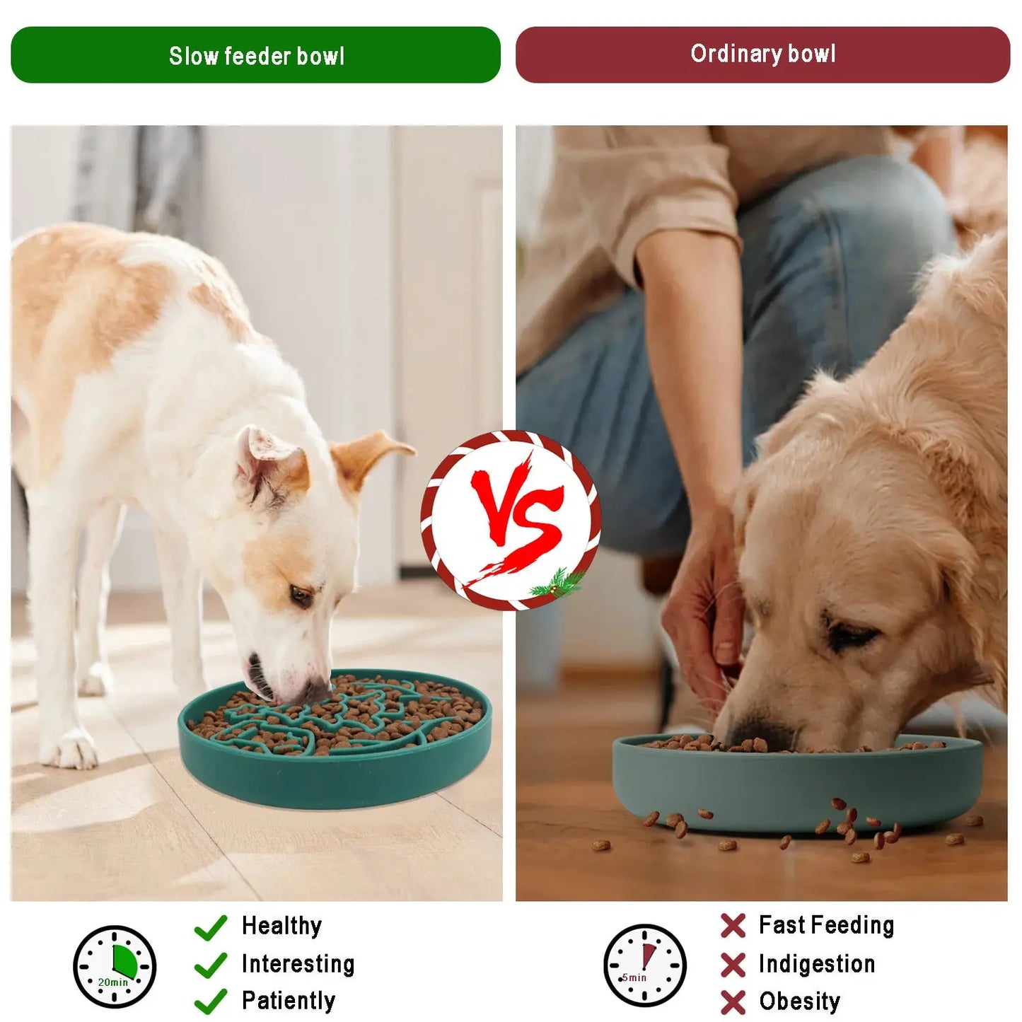 Christmas Style Dog Slow Feeder Bowl stepbystep