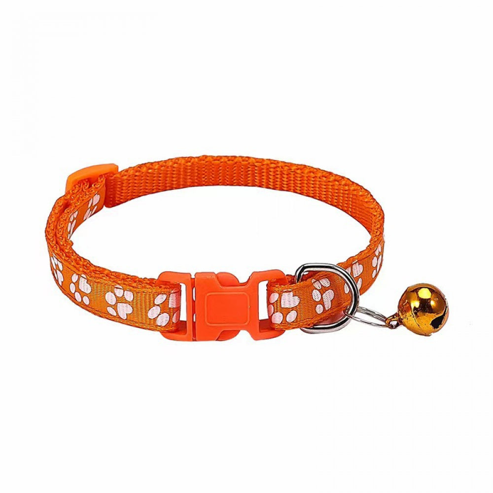 Adjustable Footprint Patch Cat Collar with Bell