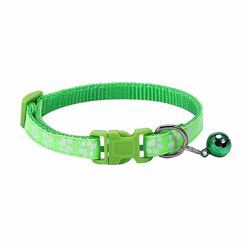 Adjustable Footprint Patch Cat Collar with Bell