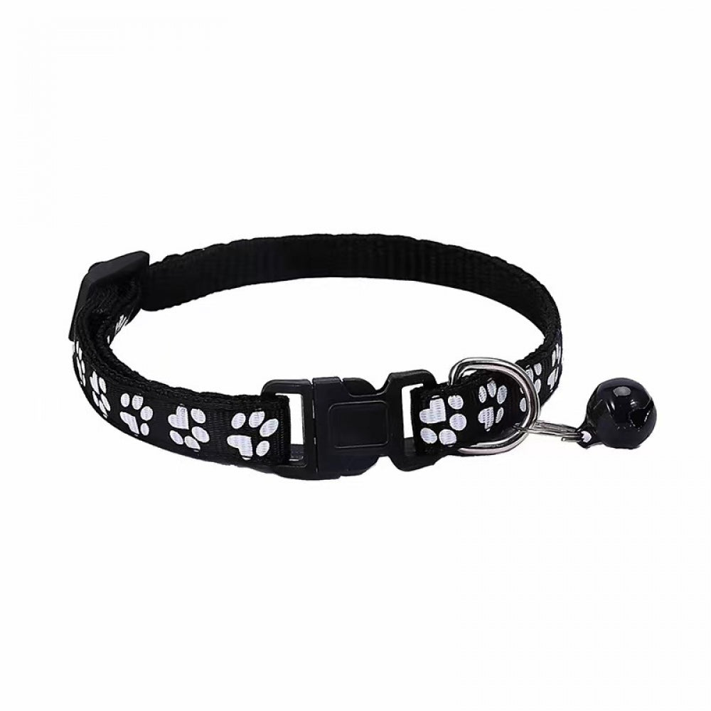 Adjustable Footprint Patch Cat Collar with Bell