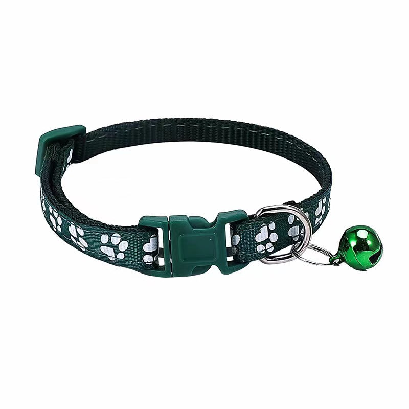 Adjustable Footprint Patch Cat Collar with Bell