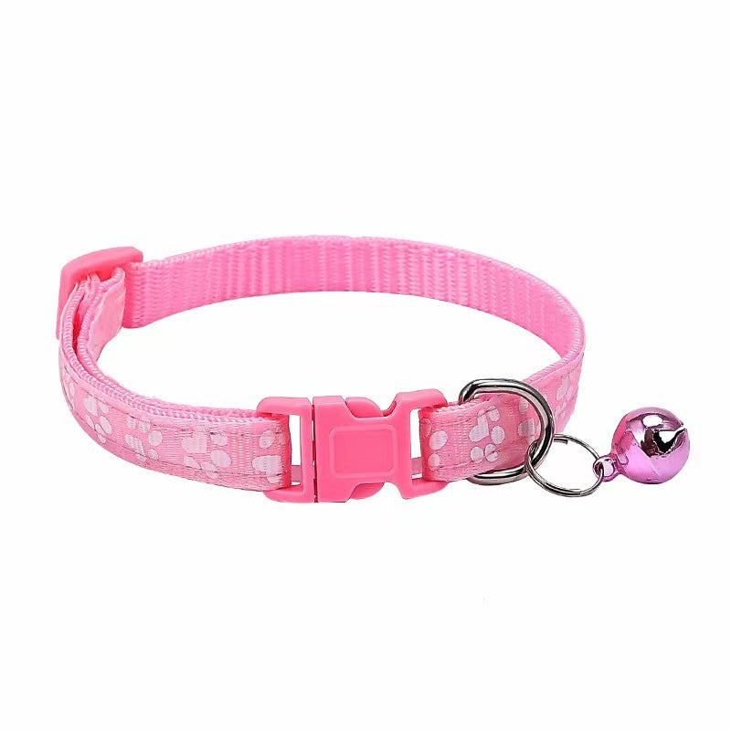 Adjustable Footprint Patch Cat Collar with Bell