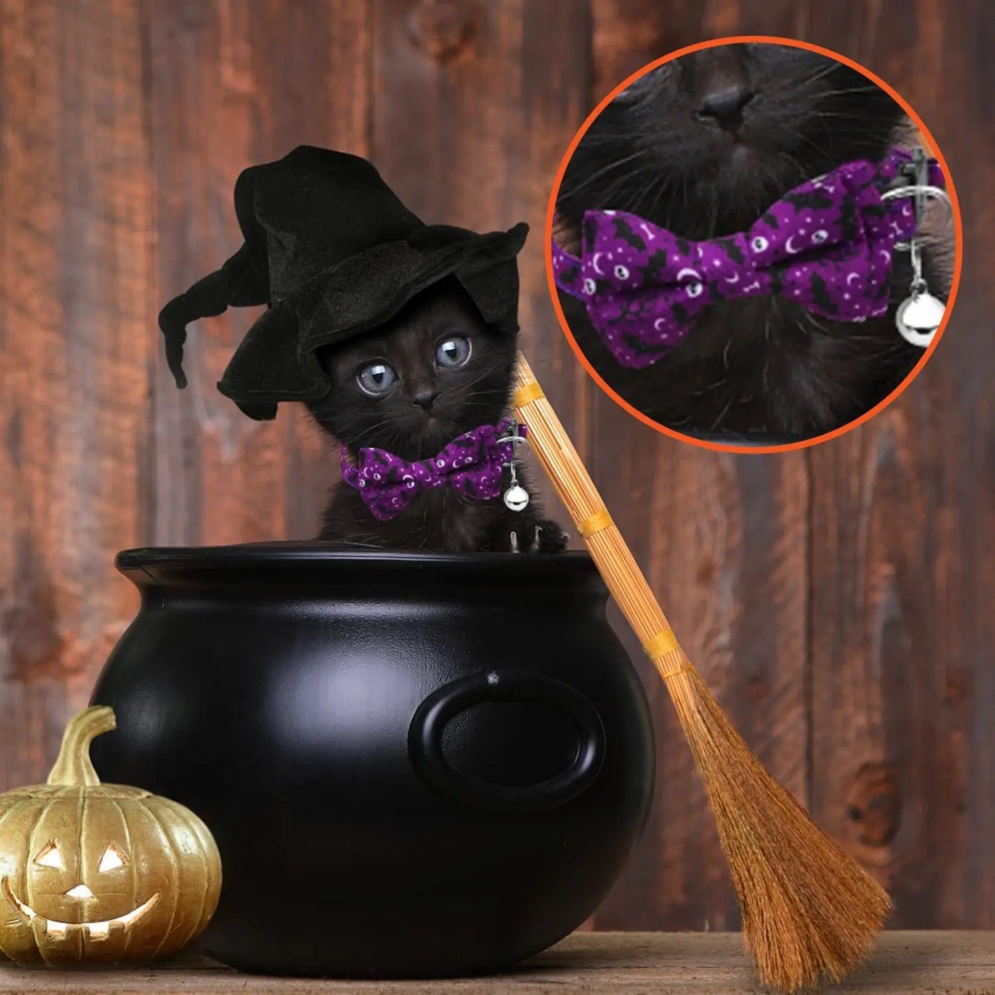 Halloween Cat Collars with Bow Bell StepbyStep