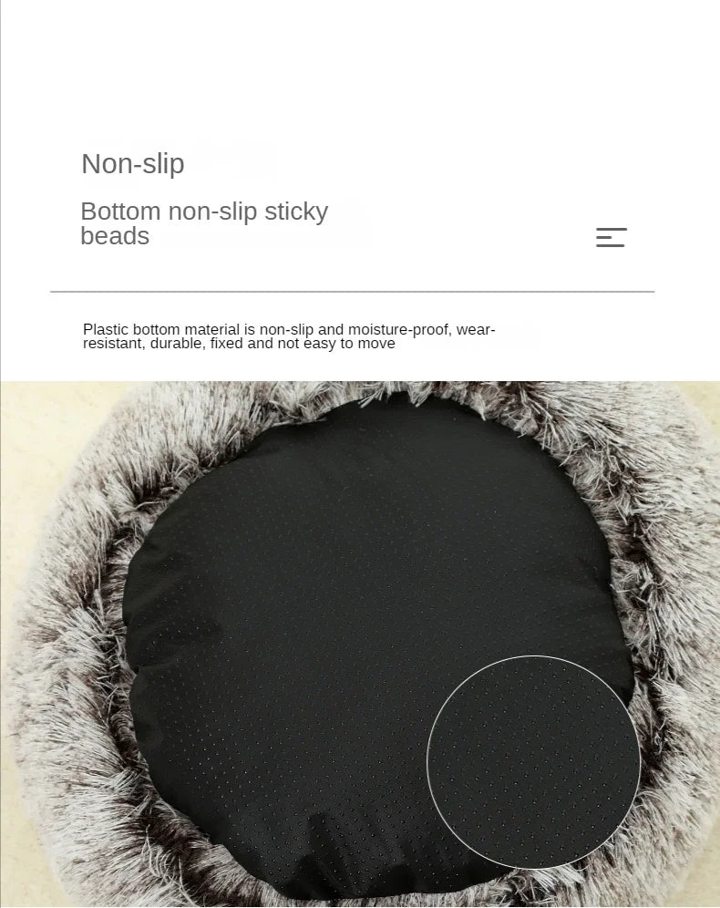 Winter Long Plush Pet Cat Bed Round Cat Cushion House StepbyStep