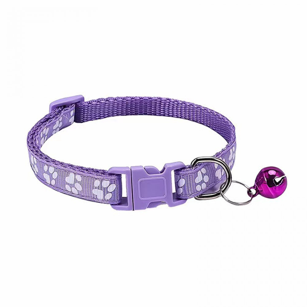 Adjustable Footprint Patch Cat Collar with Bell