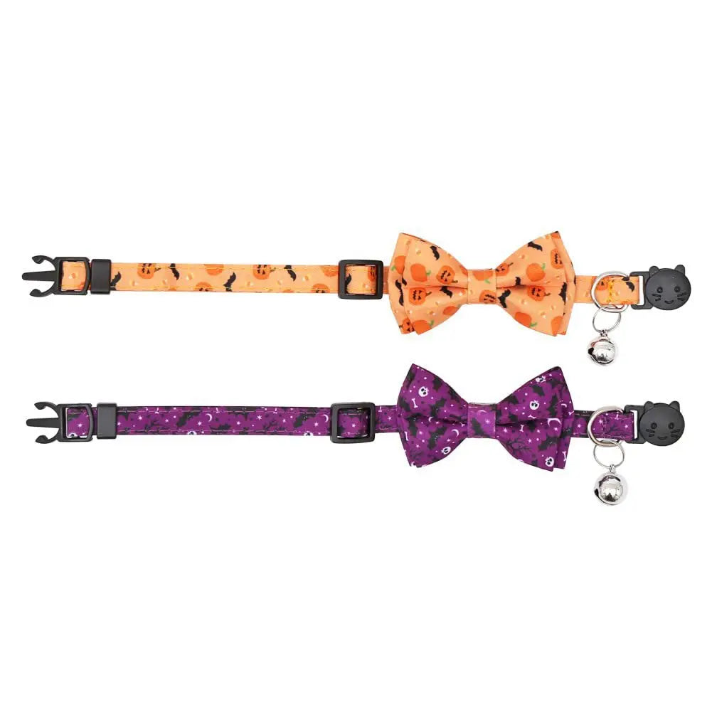 Halloween Cat Collars with Bow Bell StepbyStep