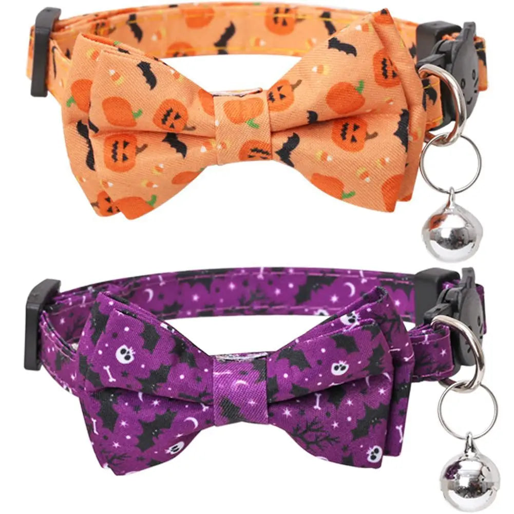 Halloween Cat Collars with Bow Bell StepbyStep