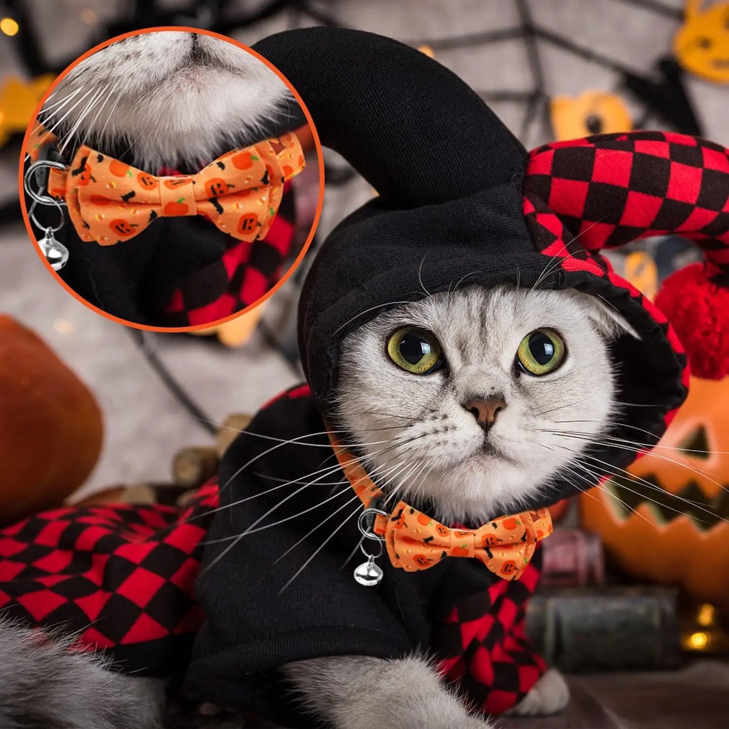 Halloween Cat Collars with Bow Bell StepbyStep