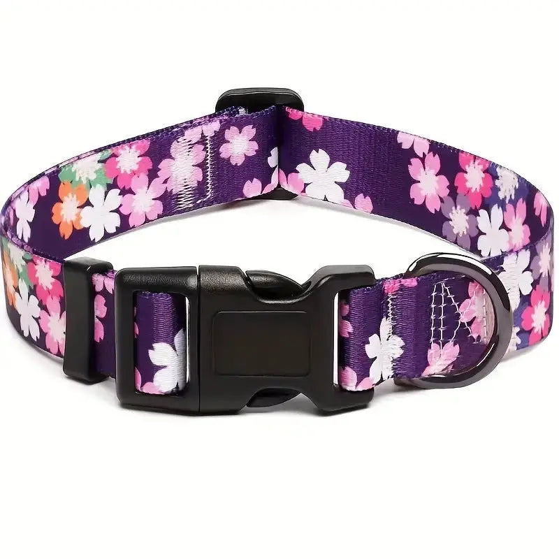 New Adjustable Release Buckle Printed Ribbon Pet Collar StepbyStep