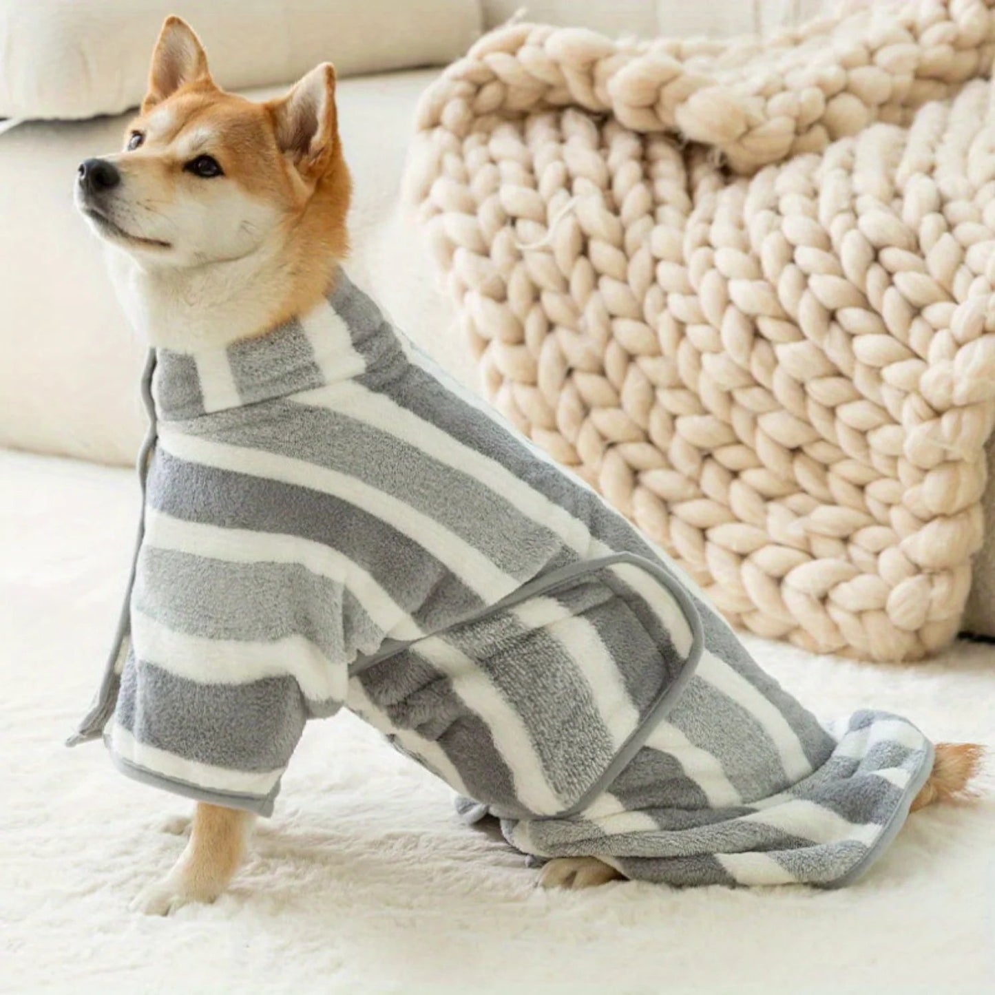 Striped Pattern Pet Bath Towel StepbyStep