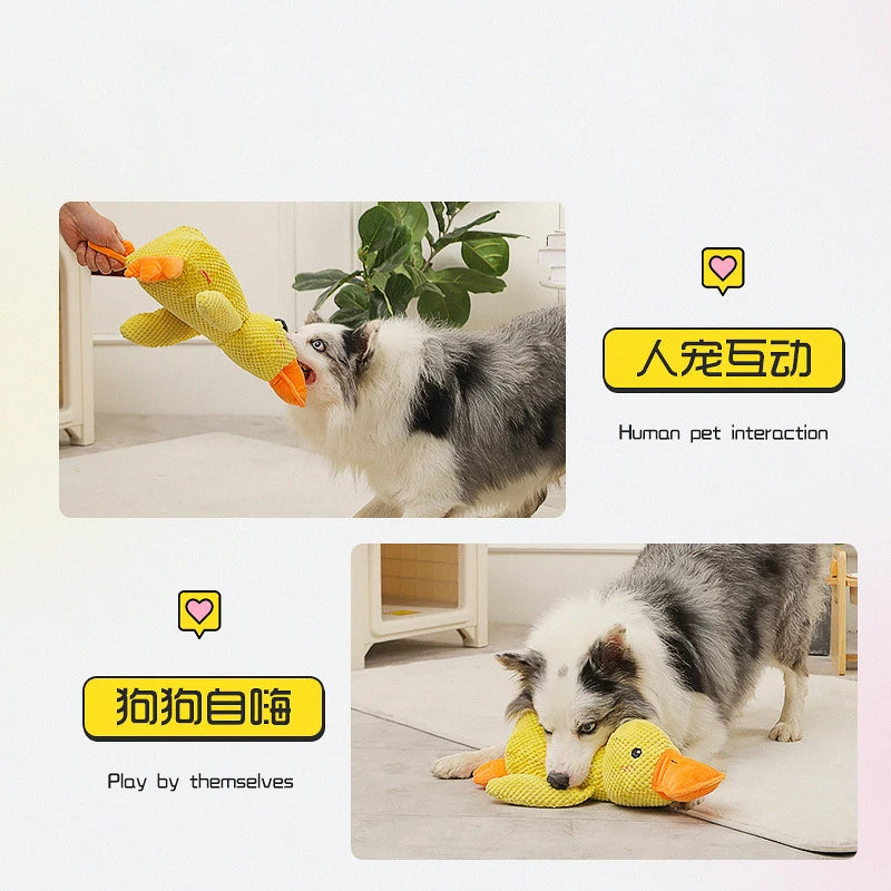 Duck Shape Dog Toy Quacking Plush Pet Toy StepbyStep