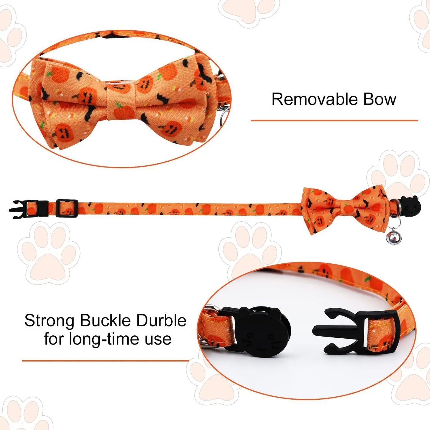 Halloween Cat Collars with Bow Bell StepbyStep