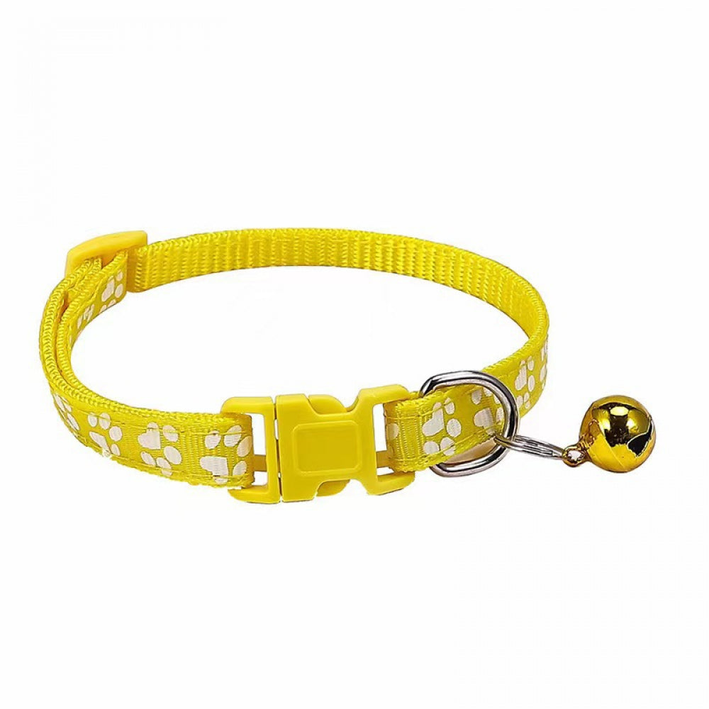 Adjustable Footprint Patch Cat Collar with Bell
