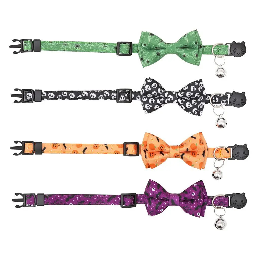Halloween Cat Collars with Bow Bell StepbyStep