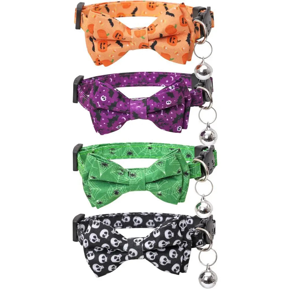 Halloween Cat Collars with Bow Bell StepbyStep