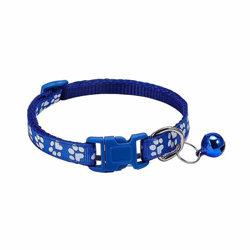 Adjustable Footprint Patch Cat Collar with Bell