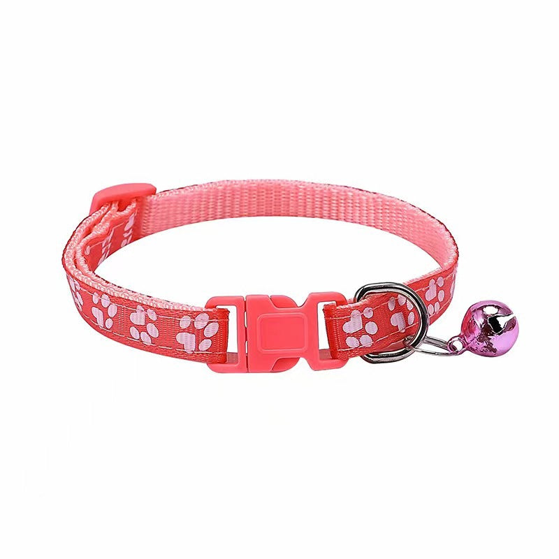 Adjustable Footprint Patch Cat Collar with Bell