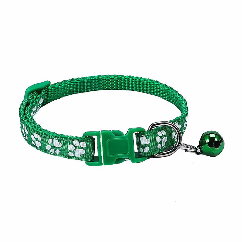 Adjustable Footprint Patch Cat Collar with Bell
