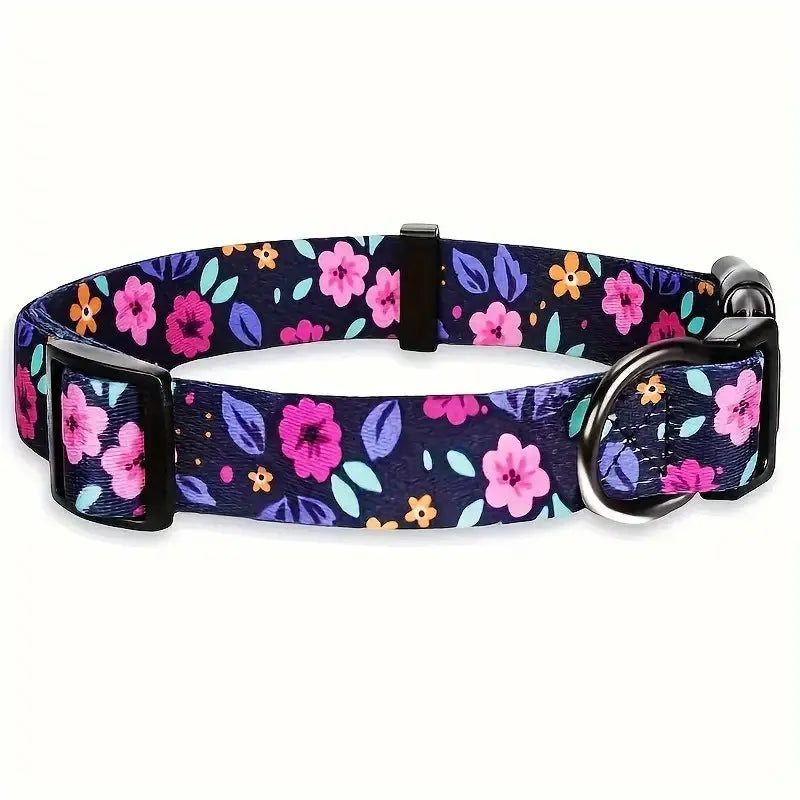 New Adjustable Release Buckle Printed Ribbon Pet Collar StepbyStep