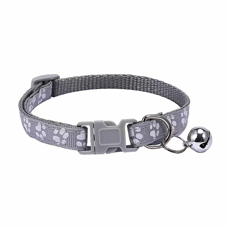 Adjustable Footprint Patch Cat Collar with Bell
