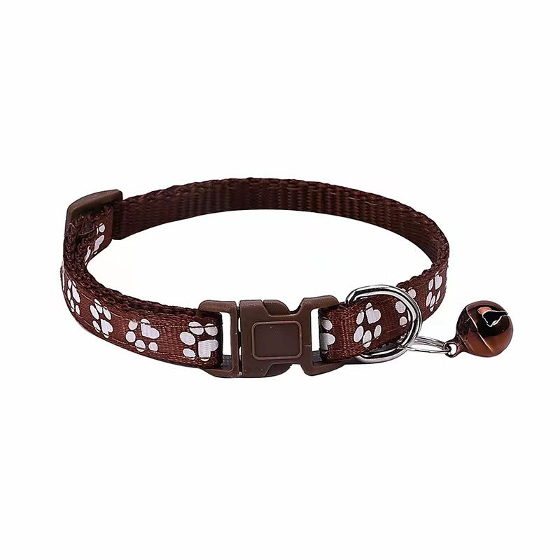 Adjustable Footprint Patch Cat Collar with Bell