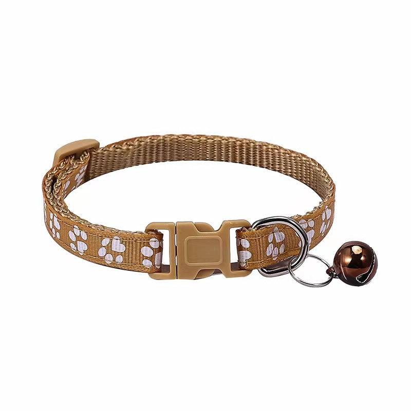 Adjustable Footprint Patch Cat Collar with Bell