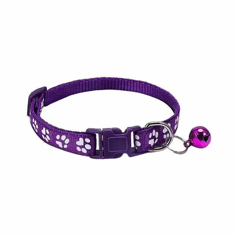 Adjustable Footprint Patch Cat Collar with Bell