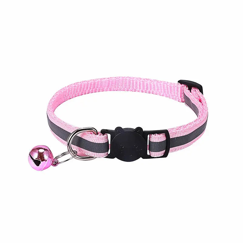 Nylon Reflective Cat Collar with Cartoon Cat Head and Bell stepbystep
