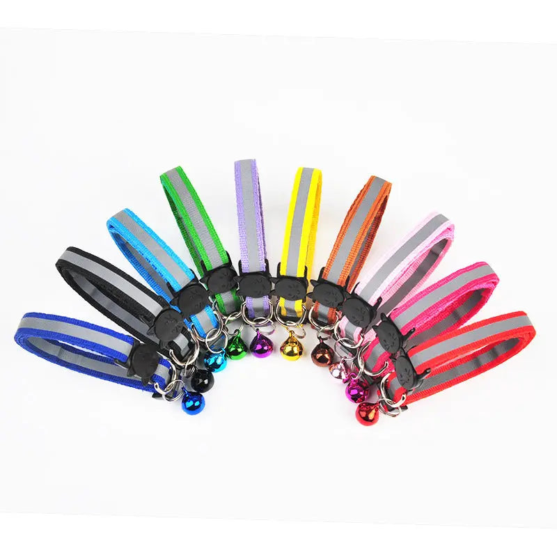 Nylon Reflective Cat Collar with Cartoon Cat Head and Bell stepbystep