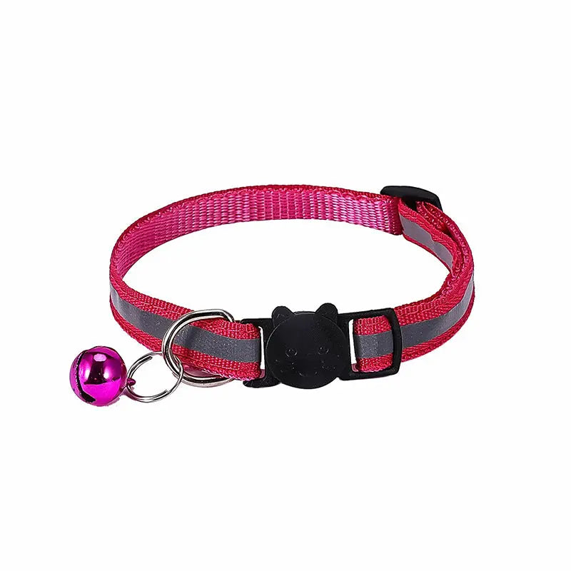 Nylon Reflective Cat Collar with Cartoon Cat Head and Bell stepbystep