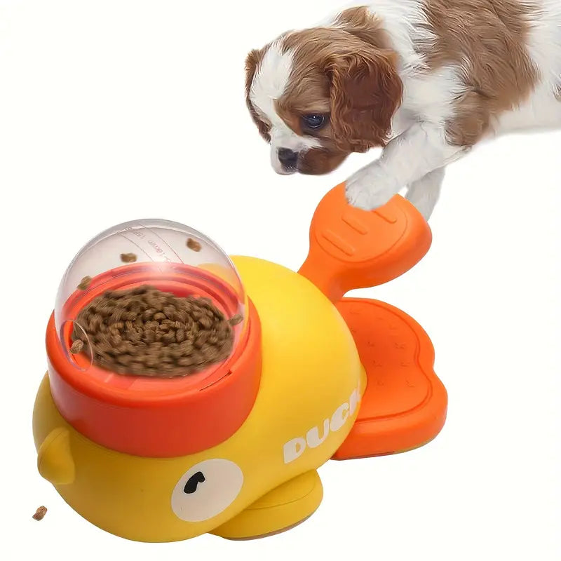 Dog Puzzle Feeder Interactive Pet Food Treat Dispenser Cartoon Duck Design Anti-slip Pet Automatic Feeder Toys for Dog Training StepbyStep