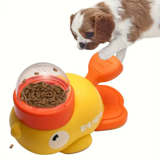 Dog Puzzle Feeder Interactive Pet Food Treat Dispenser Cartoon Duck Design Anti-slip Pet Automatic Feeder Toys for Dog Training StepbyStep