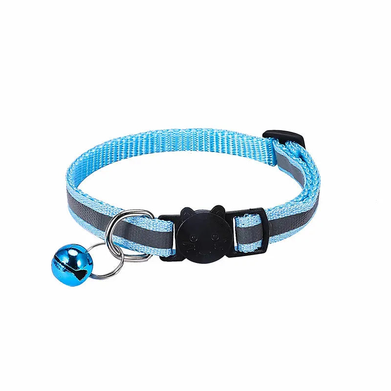 Nylon Reflective Cat Collar with Cartoon Cat Head and Bell stepbystep