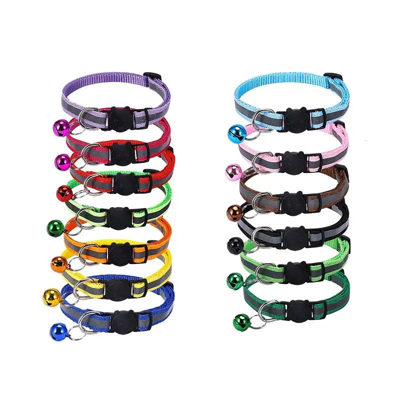 Nylon Reflective Cat Collar with Cartoon Cat Head and Bell stepbystep
