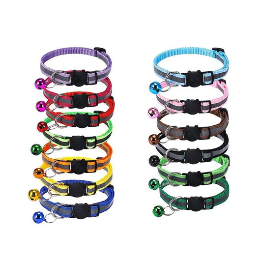 Nylon Reflective Cat Collar with Cartoon Cat Head and Bell stepbystep