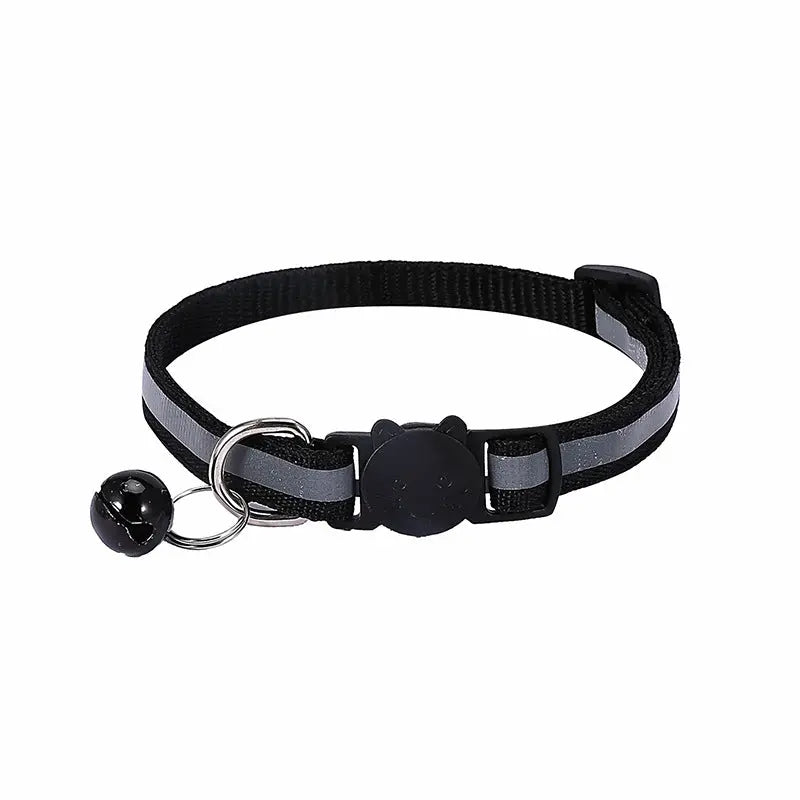 Nylon Reflective Cat Collar with Cartoon Cat Head and Bell stepbystep