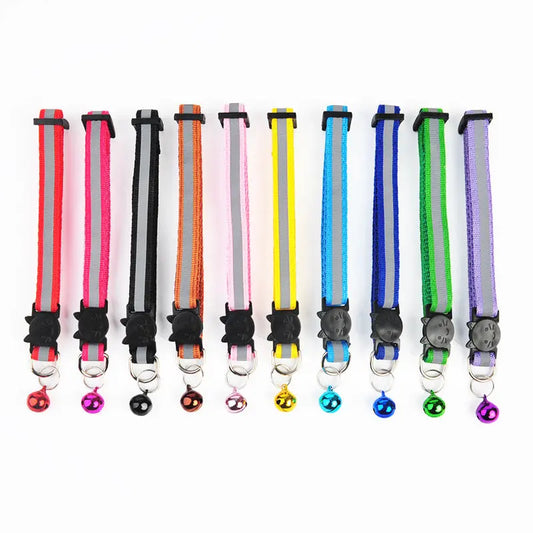 Nylon Reflective Cat Collar with Cartoon Cat Head and Bell stepbystep