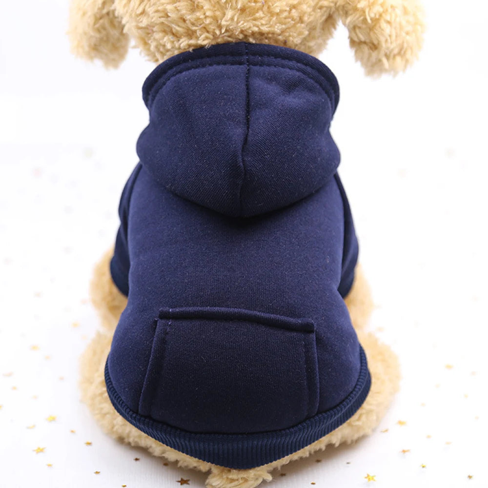 Jecikelon Winter Dog Hoodie Sweatshirts with Pockets Warm Dog Clothes for Small Dogs Chihuahua Coat Clothing Puppy Cat Custume StepbyStep