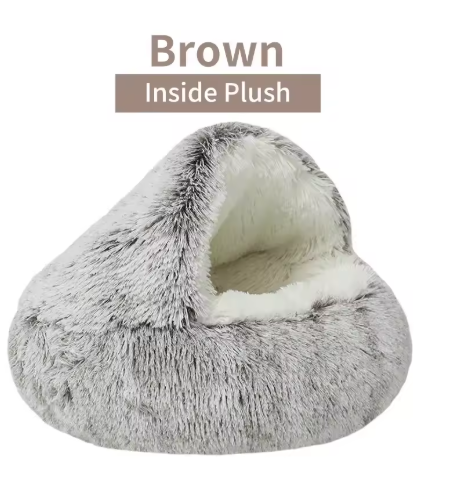 Long Plush Pet Cat Bed Round Cat Cushion House StepbyStep