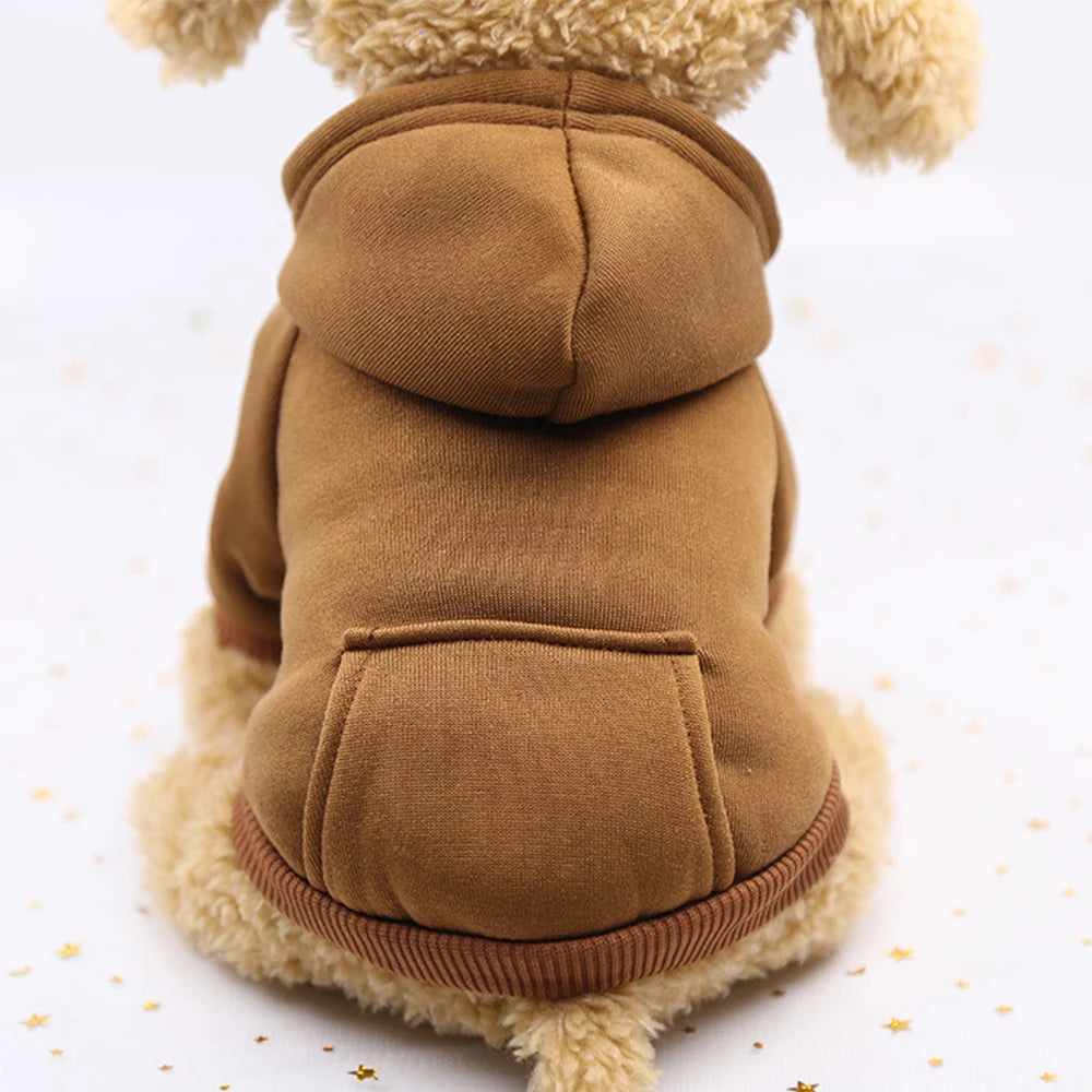 Jecikelon Winter Dog Hoodie Sweatshirts with Pockets Warm Dog Clothes for Small Dogs Chihuahua Coat Clothing Puppy Cat Custume StepbyStep