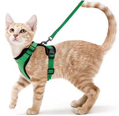 Cat Harness and Leash for Walking, Escape Proof Soft Adjustable Vest Harnesses for Cats, EasyControl StepbyStep