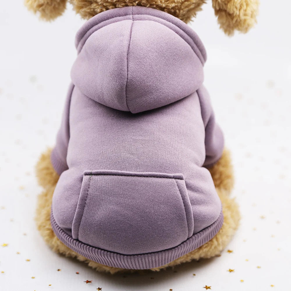 Jecikelon Winter Dog Hoodie Sweatshirts with Pockets Warm Dog Clothes for Small Dogs Chihuahua Coat Clothing Puppy Cat Custume StepbyStep
