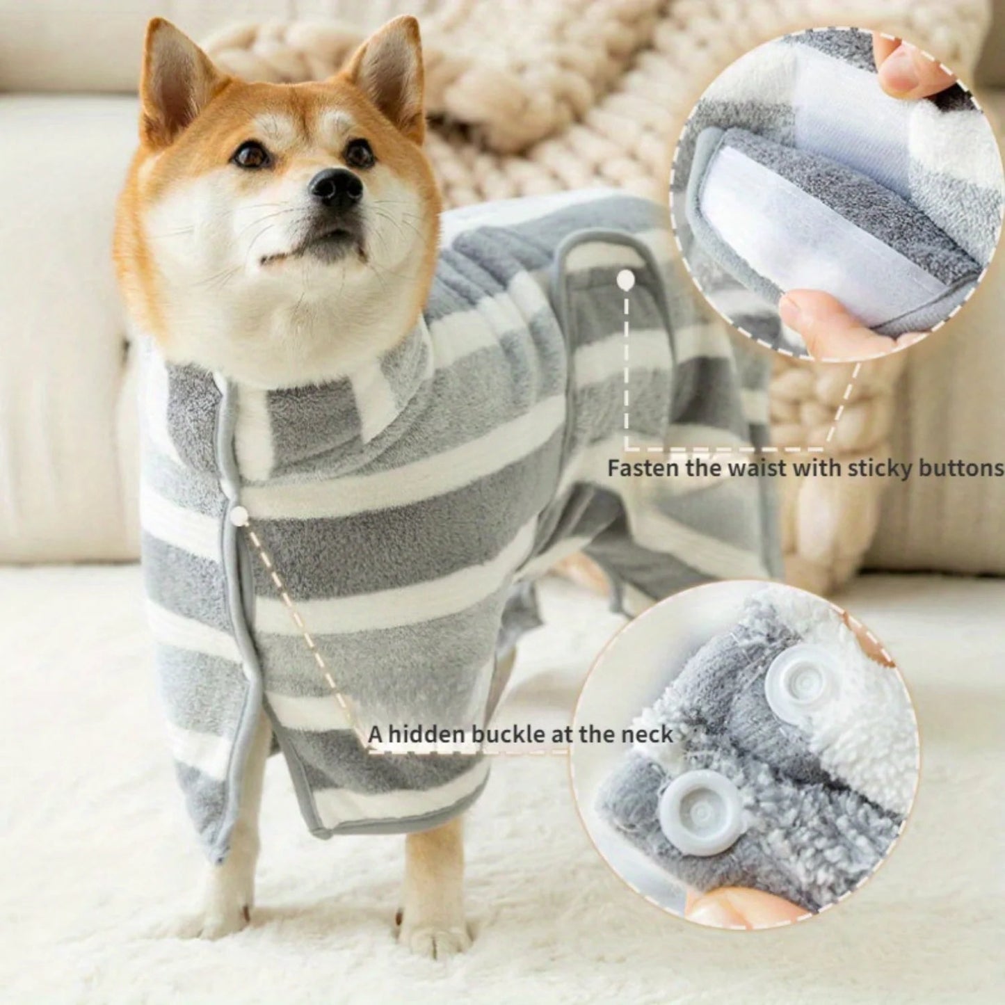 Striped Pattern Pet Bath Towel StepbyStep
