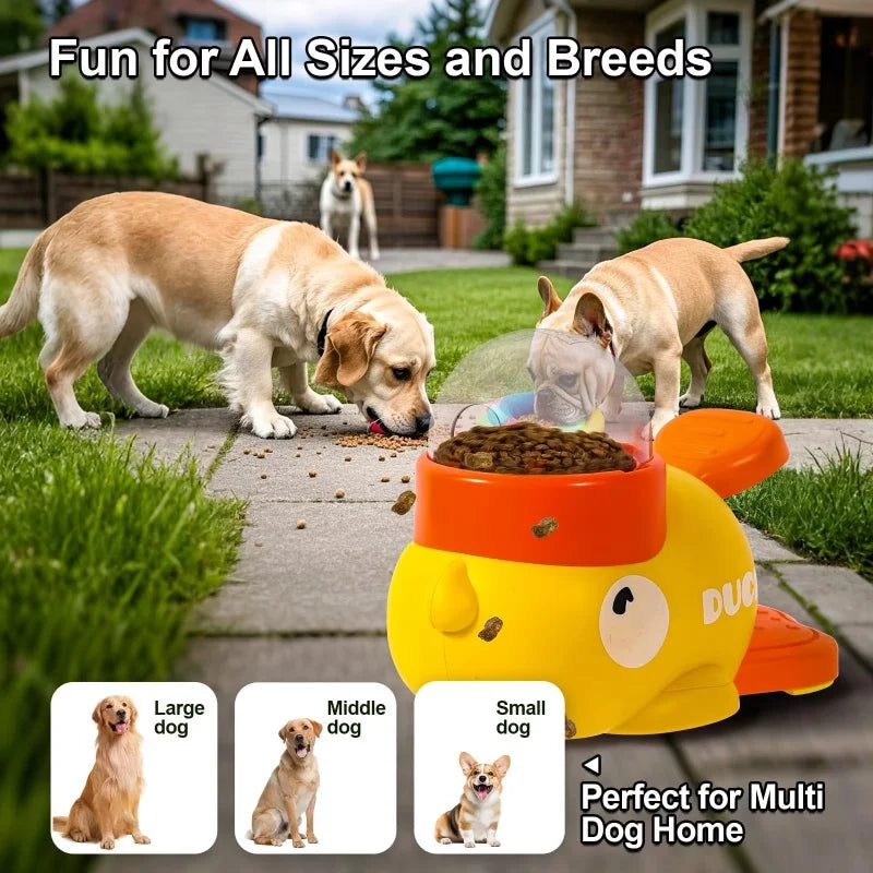 Dog Puzzle Feeder Interactive Pet Food Treat Dispenser Cartoon Duck Design Anti-slip Pet Automatic Feeder Toys for Dog Training StepbyStep