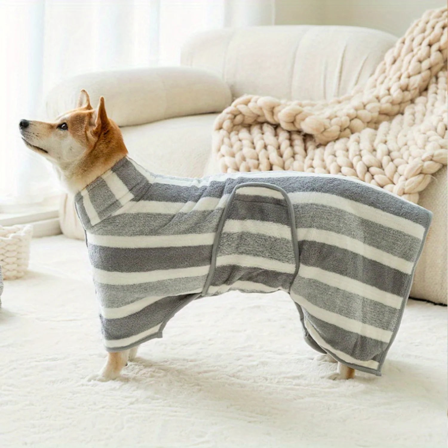 Striped Pattern Pet Bath Towel StepbyStep