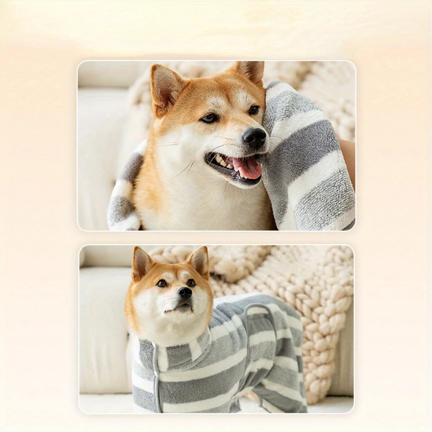 Striped Pattern Pet Bath Towel StepbyStep