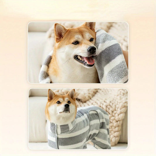 Striped Pattern Pet Bath Towel StepbyStep